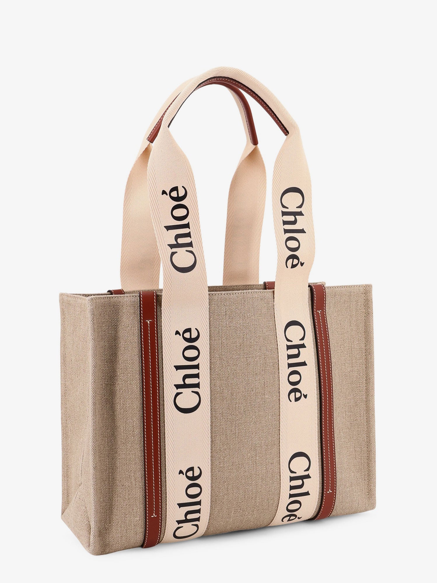 Woody linen shoulder bag with logo lettering on the front - Image 3