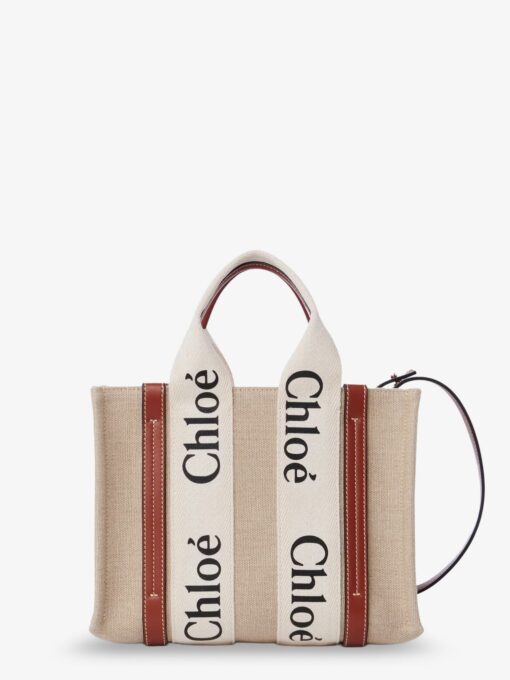 Woody linen and leather Tote Bag