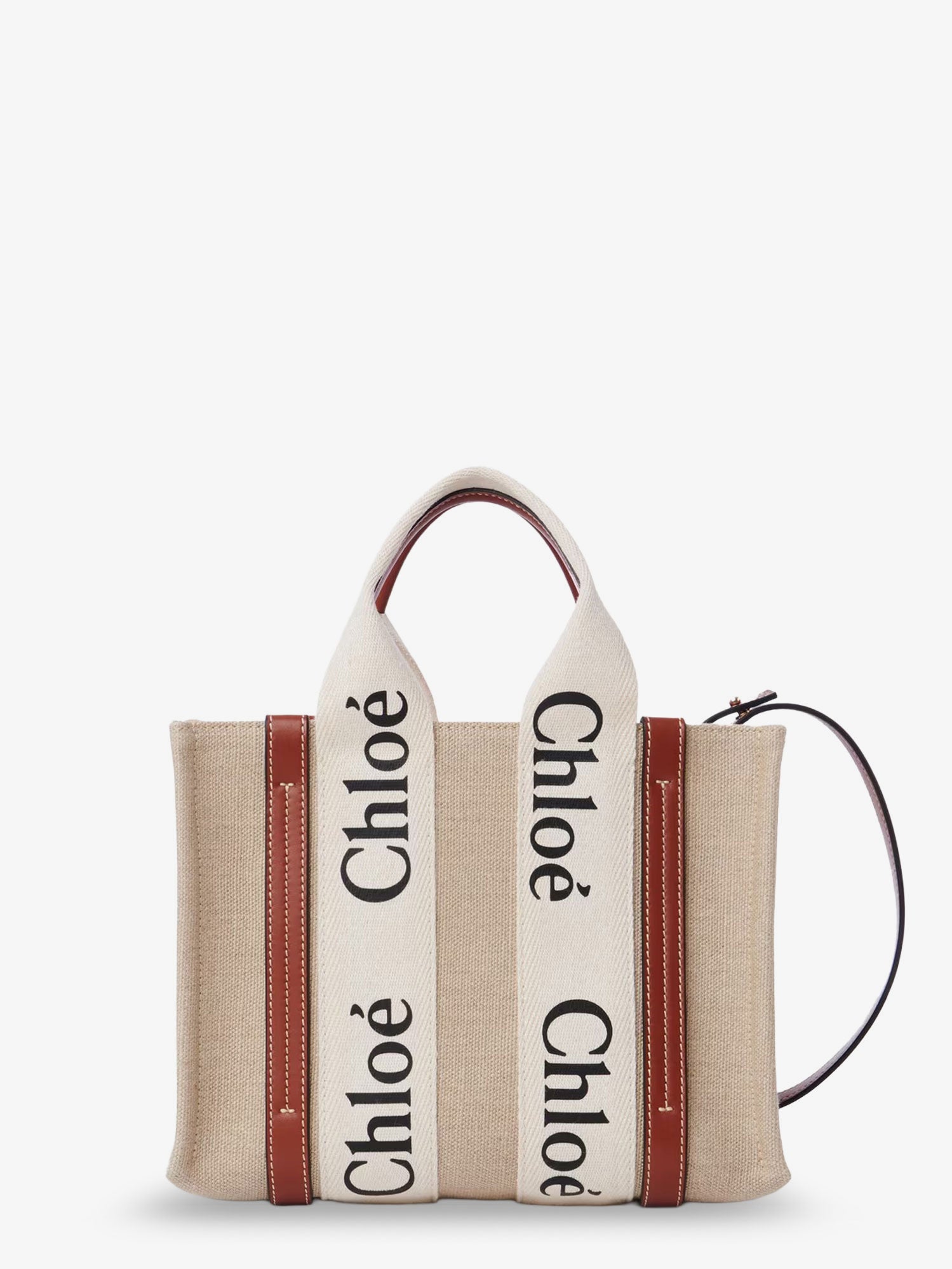 Woody linen and leather Tote Bag