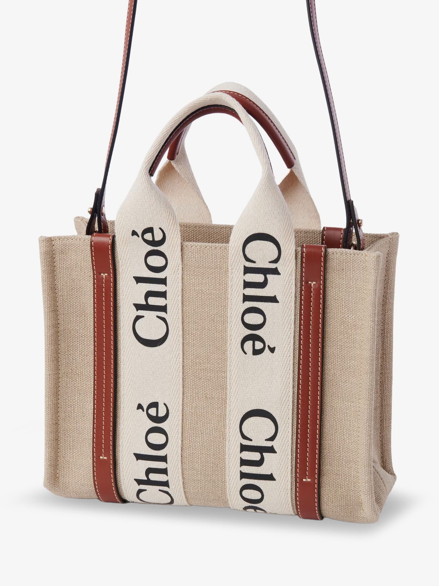 Woody linen and leather Tote Bag - Image 3