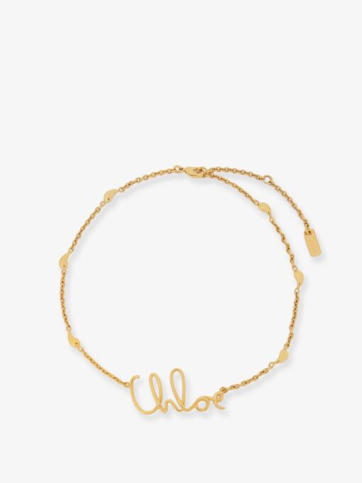 Brass necklace with lettering logo