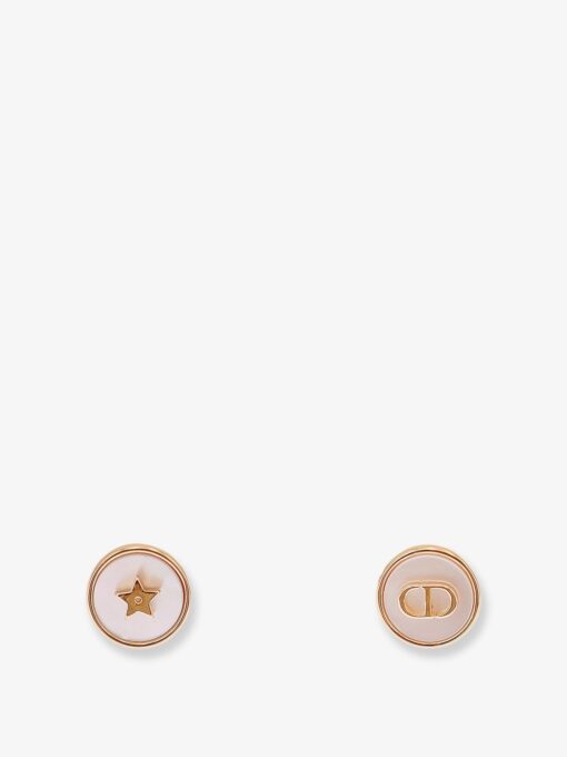Metal D-luck earrings with gold finishes