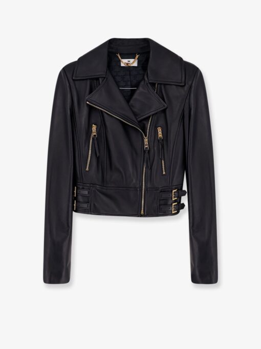 Cropped leather jacket