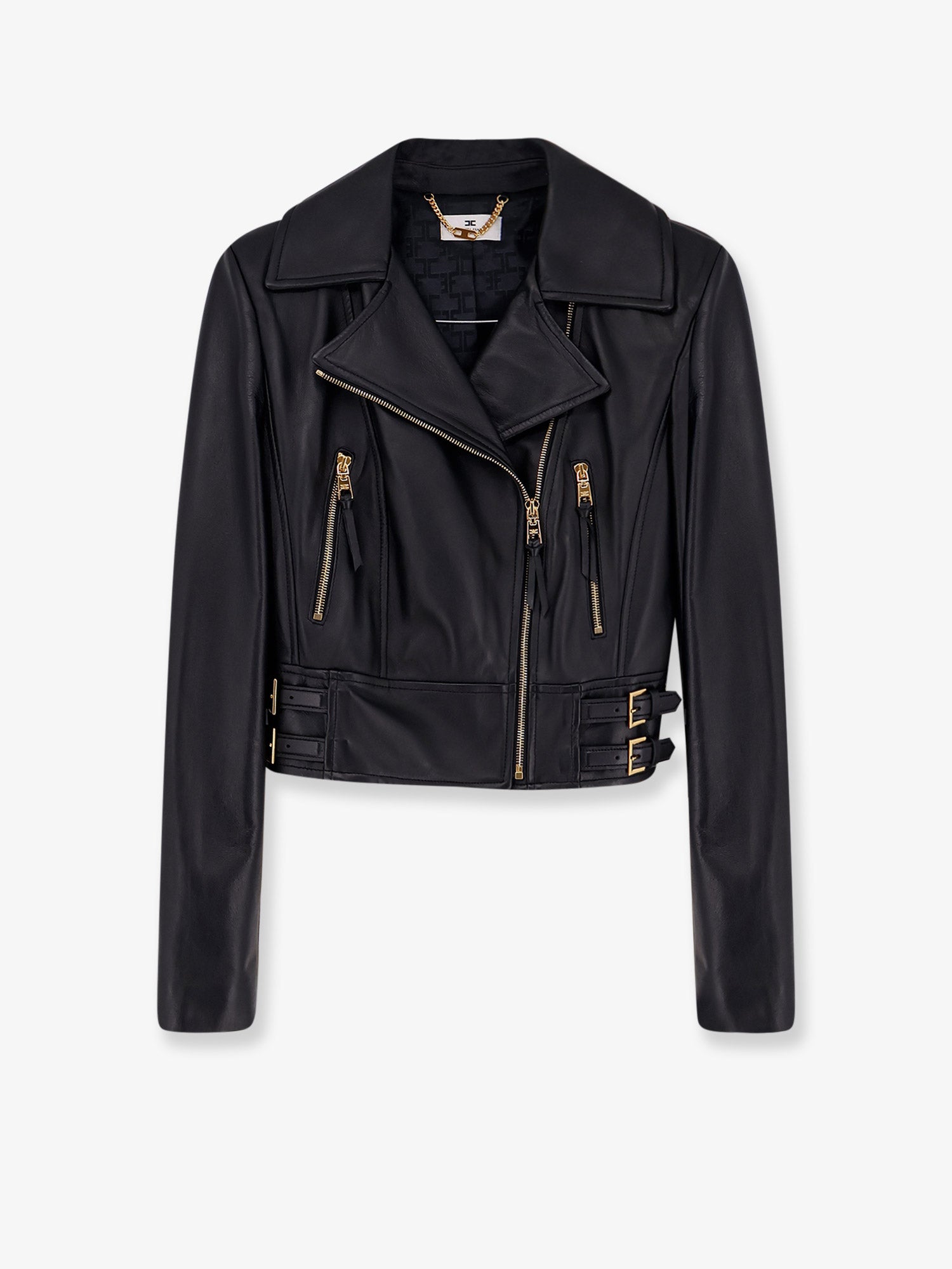 Cropped leather jacket
