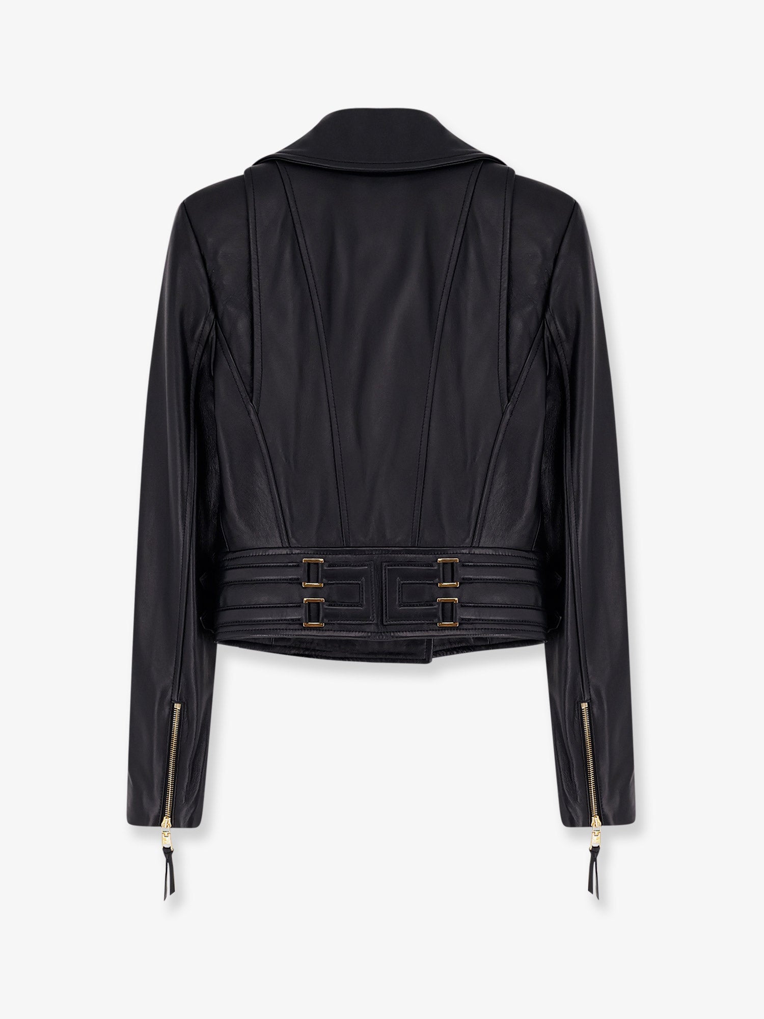 Cropped leather jacket - Image 2