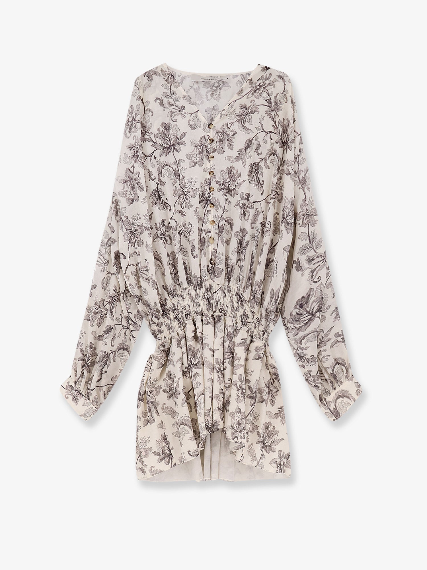 Short cotton dress with floral pattern