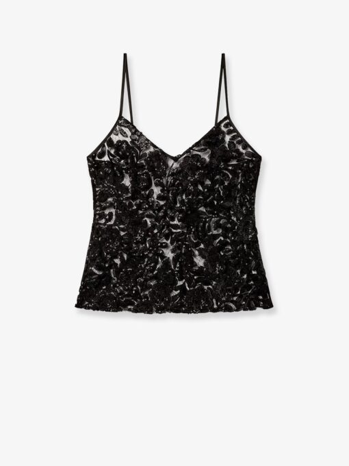 Tulle top with sequins embroidery