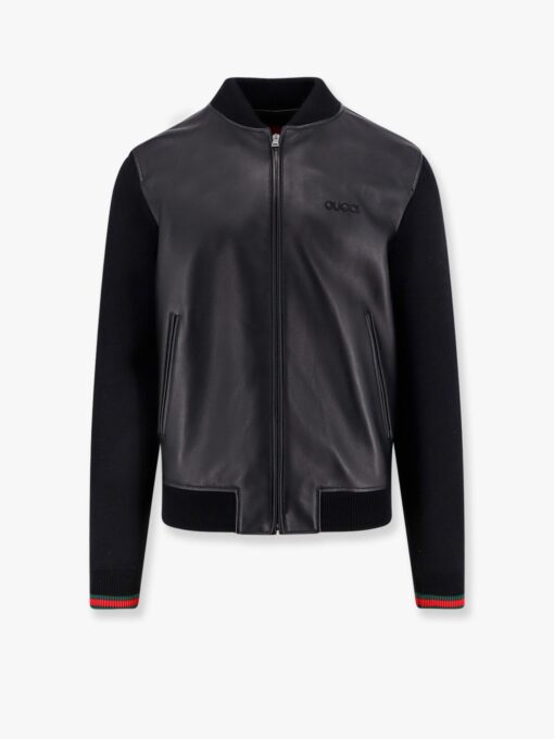 Leather and wool jacket