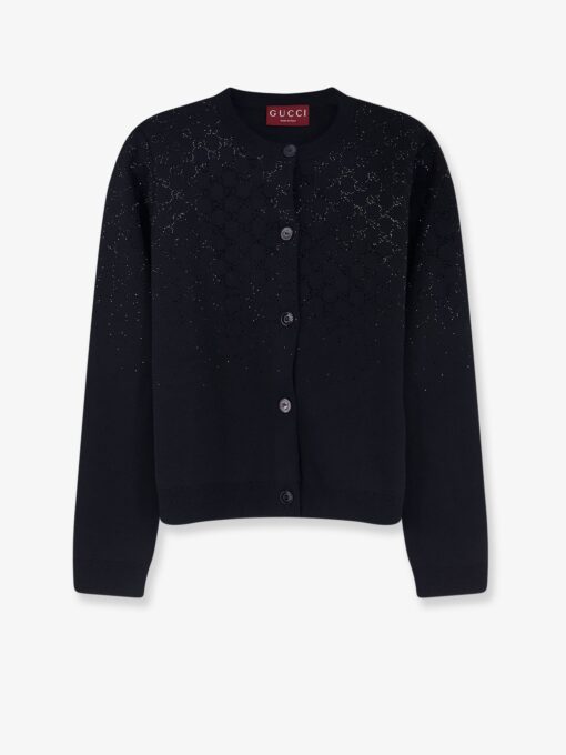 Wool and viscose cardigan with all-over GG logo