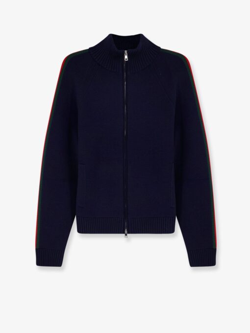 Wool cardigan with Web detail