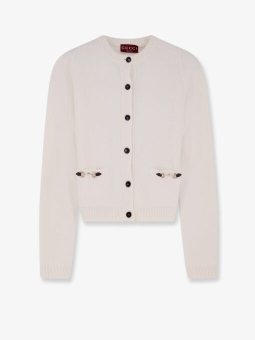 Wool and cashmere cardigan with metal Horsebit