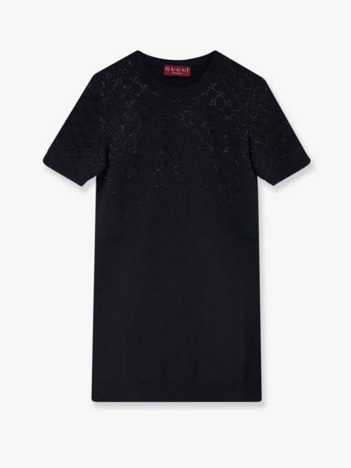 Short wool dress with GG crystals