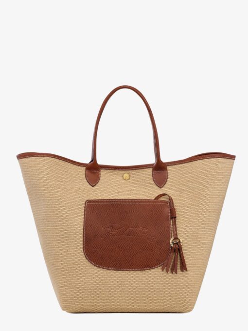 Le Panier Pliage L raffia and leather shoulder bag