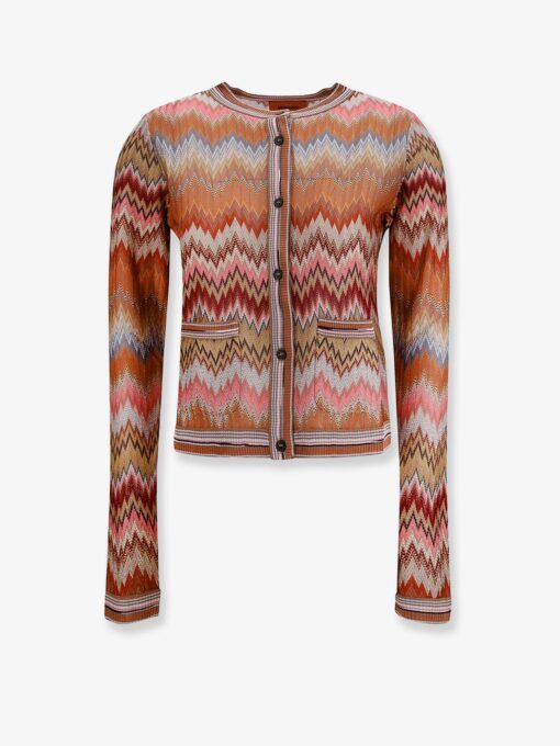 Viscose cardigan with chevron pattern