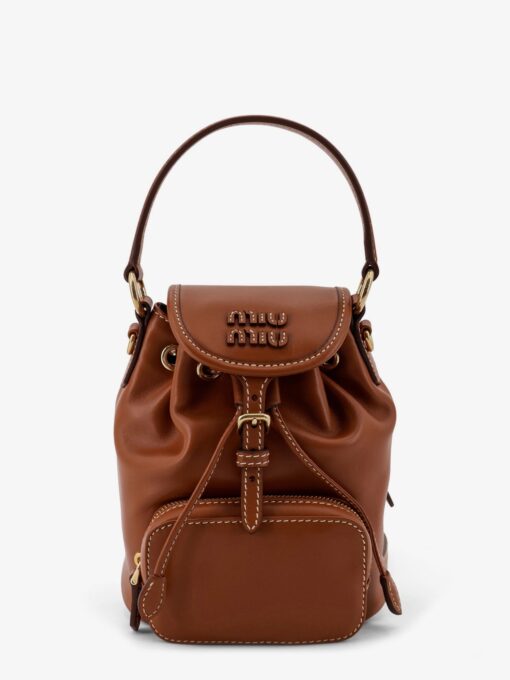 Leather with front lettering logo crossbody bag