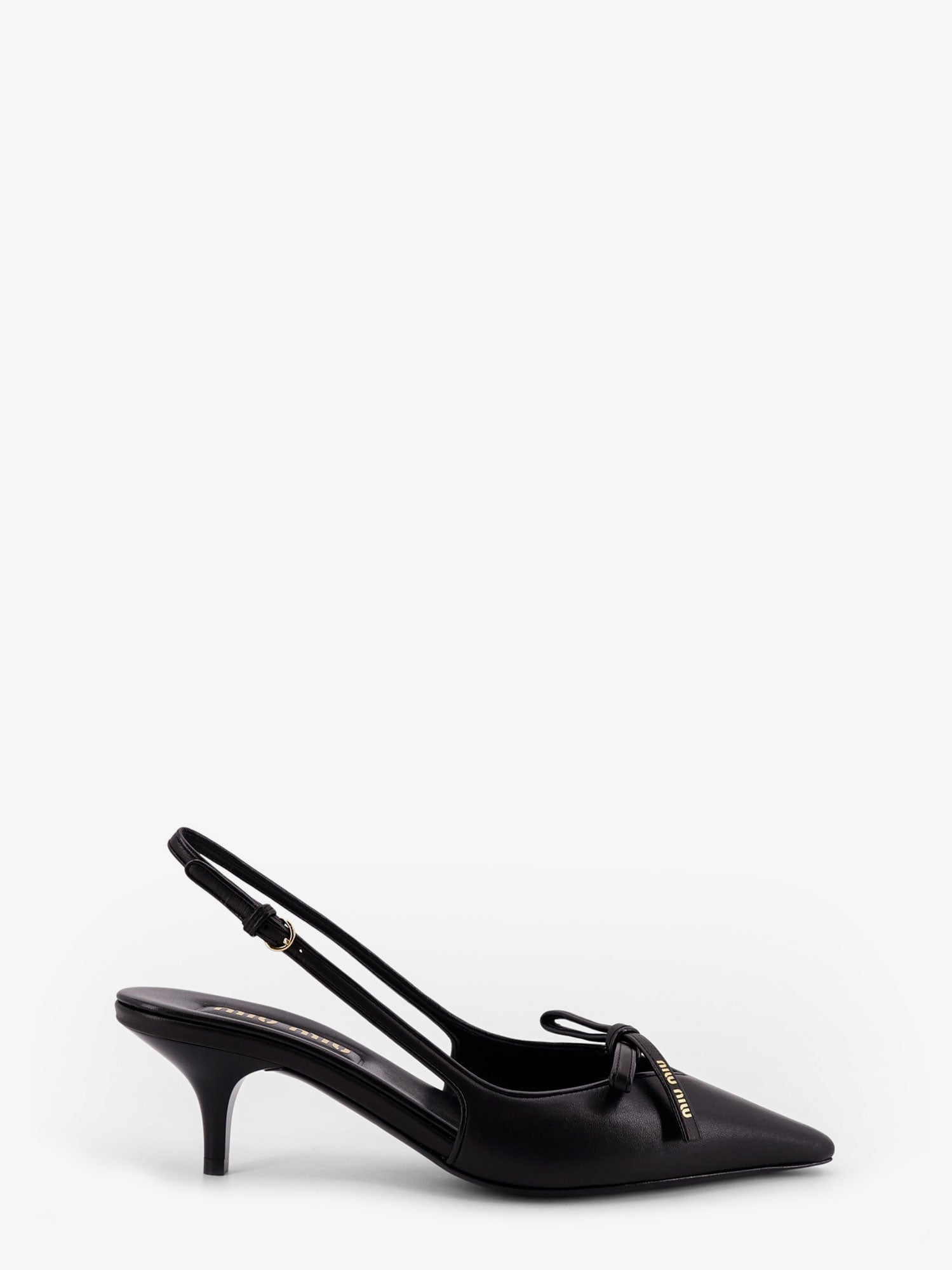 Leather décolleté with logo bow detail
