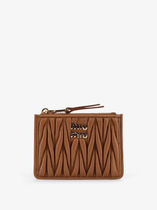 Quilted leather card holder