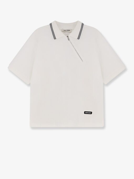 Cotton polo shirt with asymmetric zip