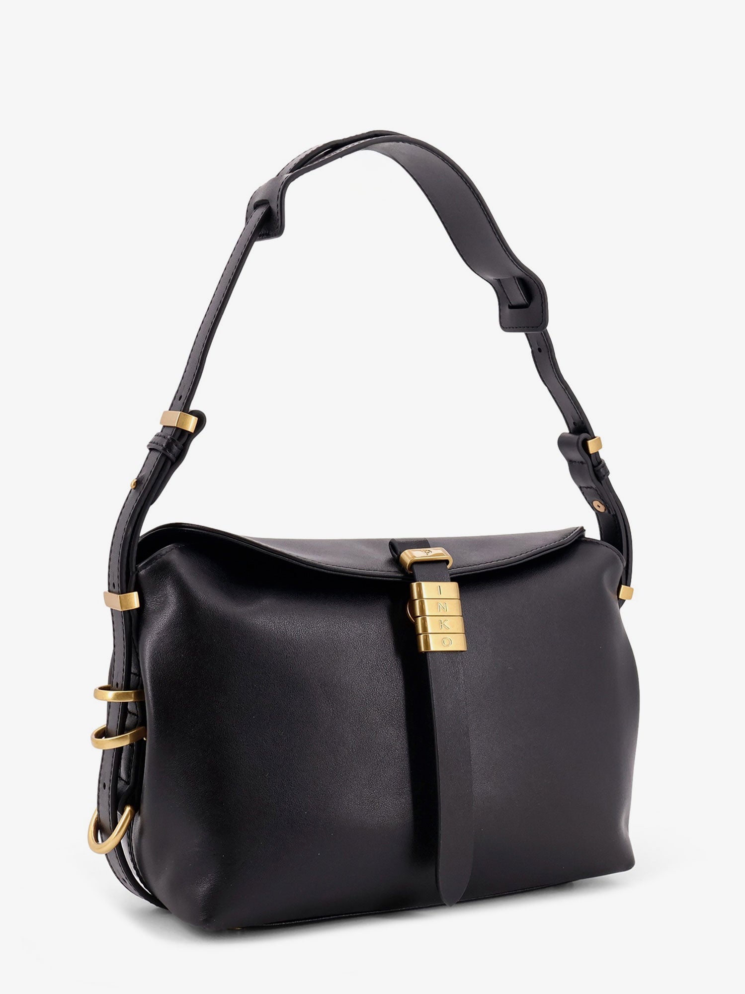 Leather shoulder bag with metal logo detail - Image 3