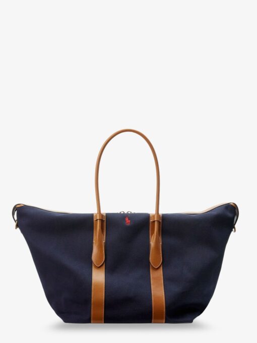 Canvas shoulder bag with embroidered logo