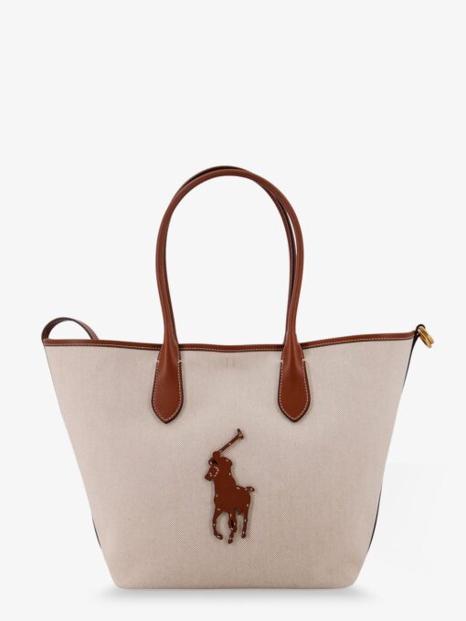 Canvas shoulder bag with front logo patch