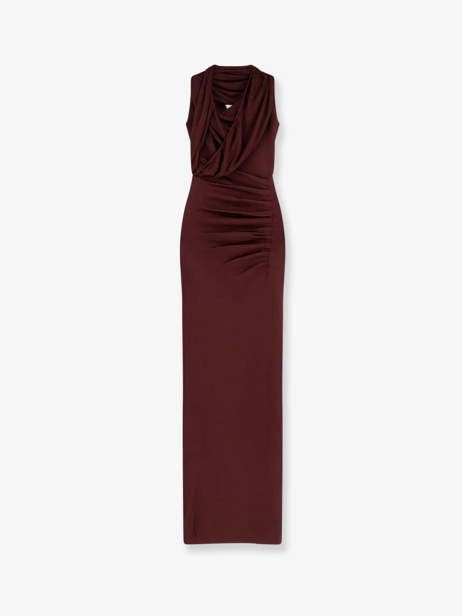 Draped knitted long dress