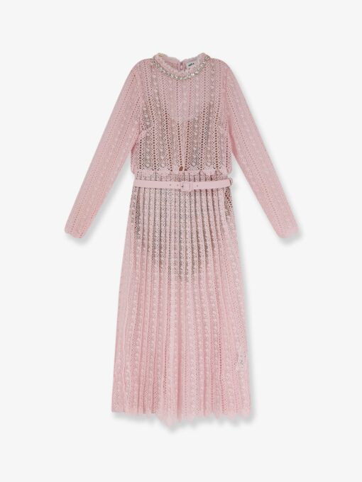 Lace long dress with belt