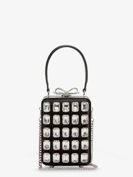 Satin shoulder bag with crystals