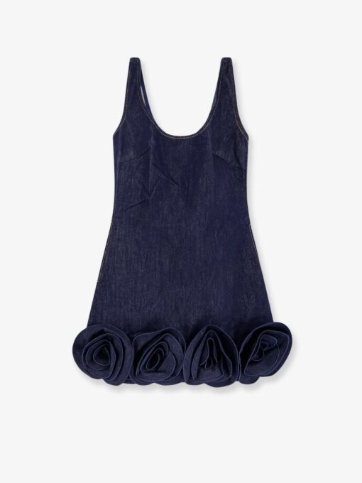 Denim mini dress with 3D flowers