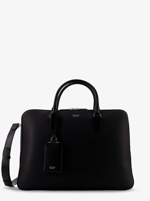 Hammered leather working bag with logo on the front