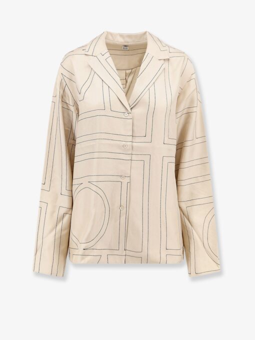 Silk shirt with monogram logo embroidery