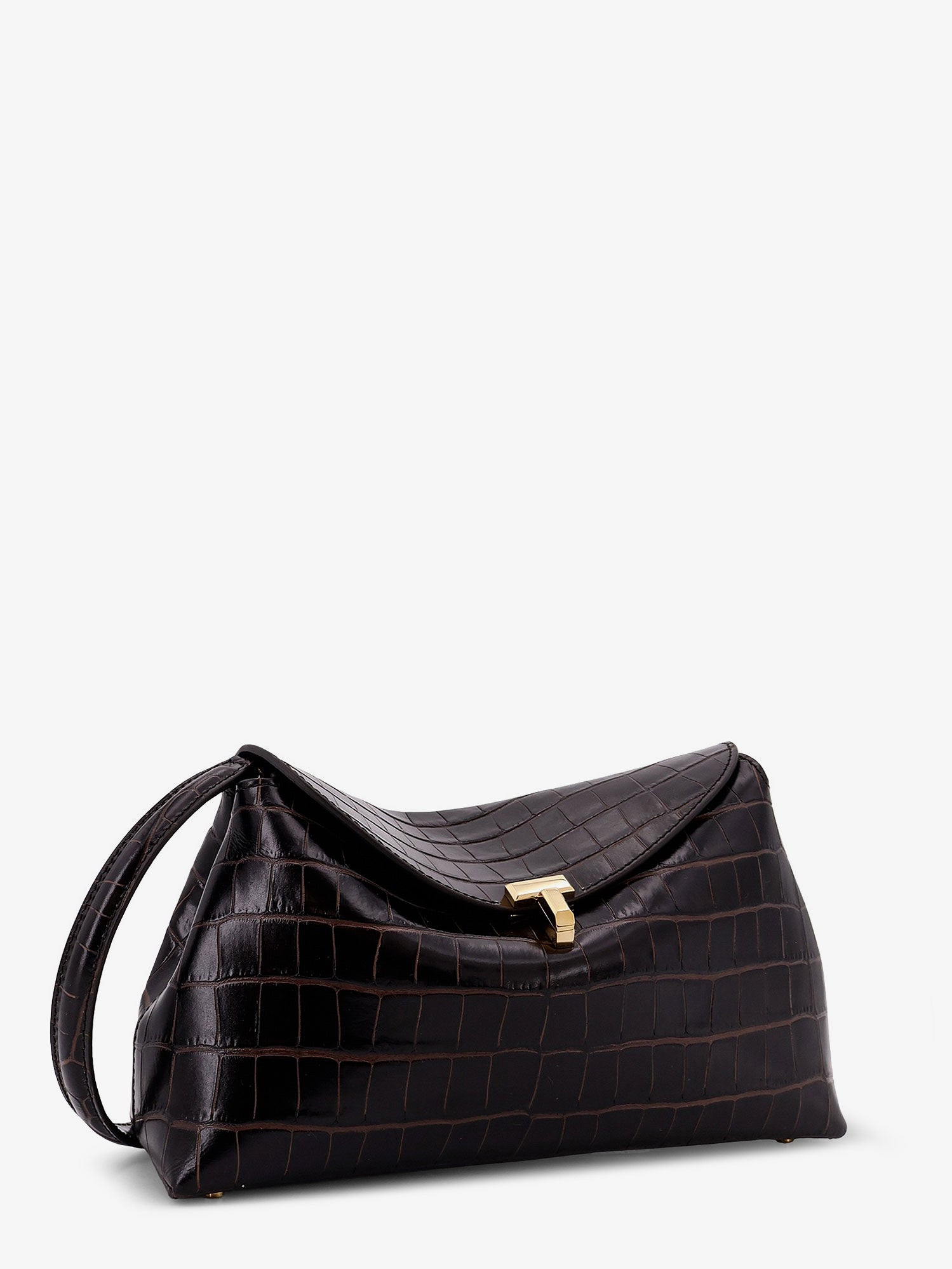 T-Lock leather crossbody bag with croco effect - Image 3