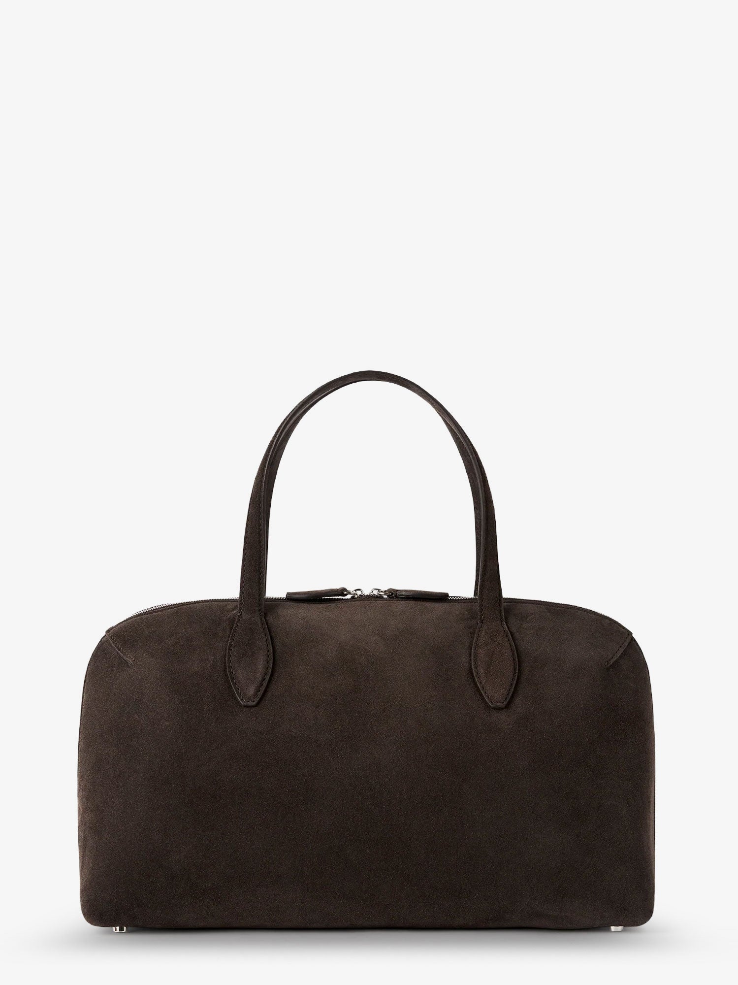 Suede shoulder bag with logo lettering on the front - Image 3