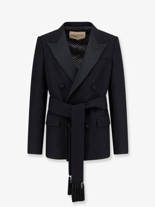 Virgin wool blazer with belt