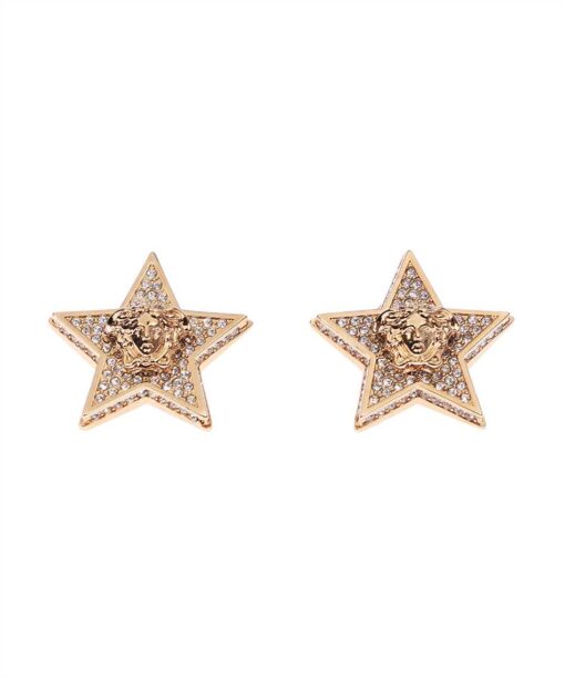 Versace MEDUSA STAR CRYSTAL-EMBELLISHED STUD Earrings
