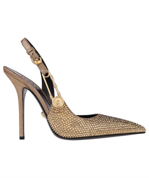 Versace SAFETY PIN PATENT LEATHER SLING-BACK Sandals