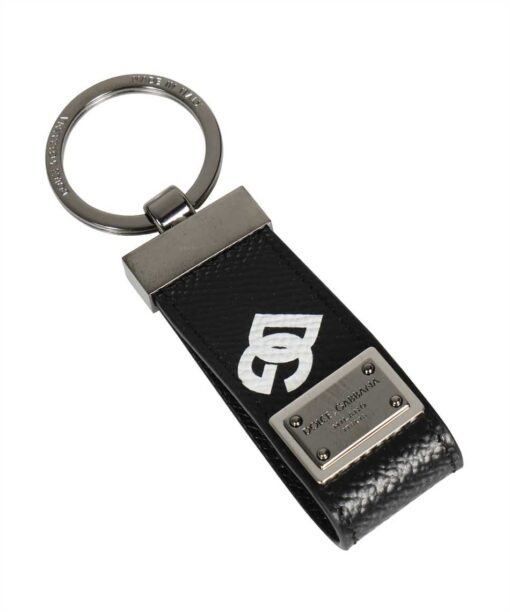 Dolce & Gabbana CALFSKIN WITH ALL-OVER LOGO DG PRINT Key holder