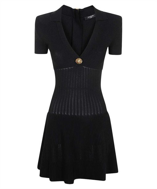 Balmain SS FLECHAGE KNIT FLARE SHORT Dress