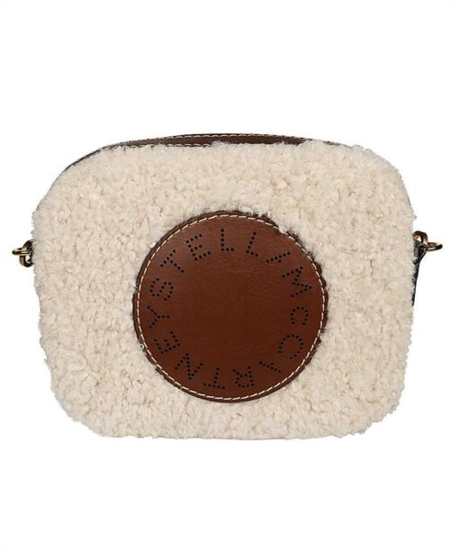 Stella McCartney LOGO-PATCH FAUX-SHEARLING CROSSBODY Bag