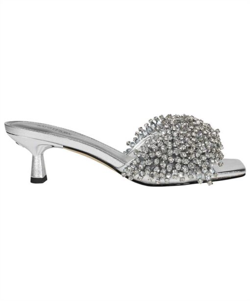 Michael Kors AMAL CRYSTAL EMBELLISHED METTALIC LEAHTER KITTEN HEEL Sandals