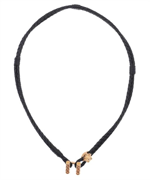 Versace MEDUSA-CHARM BRAIDED LEATHER Necklace