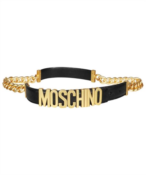 Moschino LOGO-PLAQUE LEATHER Belt