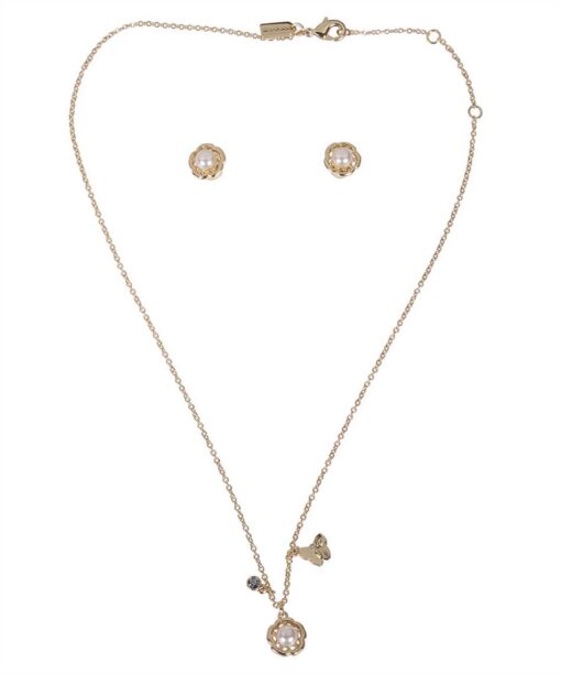 COACH SIGNATURE PEARL TEA ROSE BOXED SET Earrings