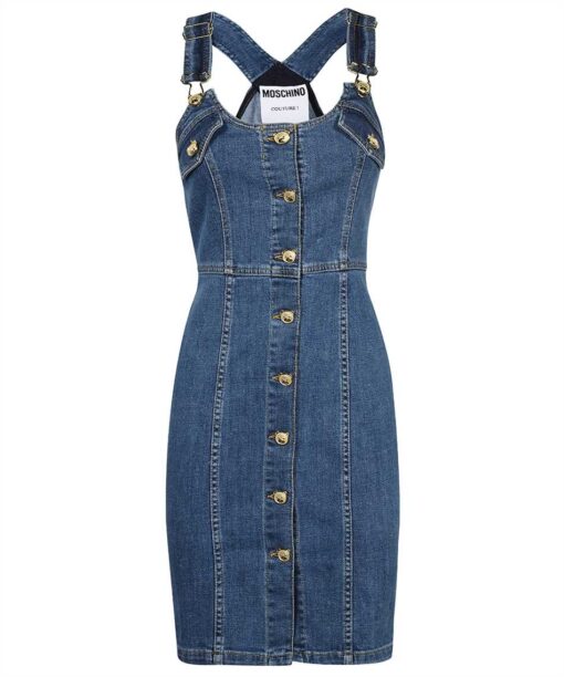 Moschino TEDDY BUTTONS DENIM DUNGAREES Dress