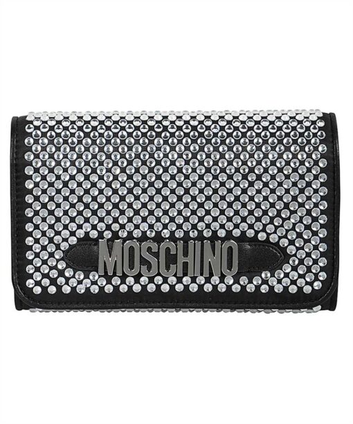 Moschino CRYSTAL-EMBELLISHED LOGO-LETTERING CLUTCH Bag