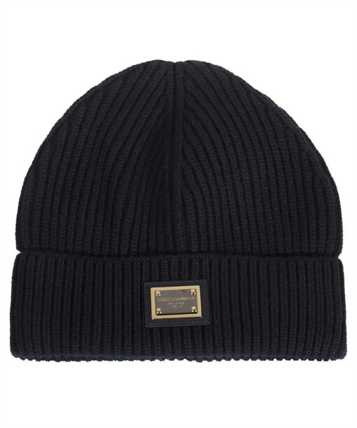 Dolce & Gabbana CASHMERE AND WOOL WITH BRANDED TAG Beanie