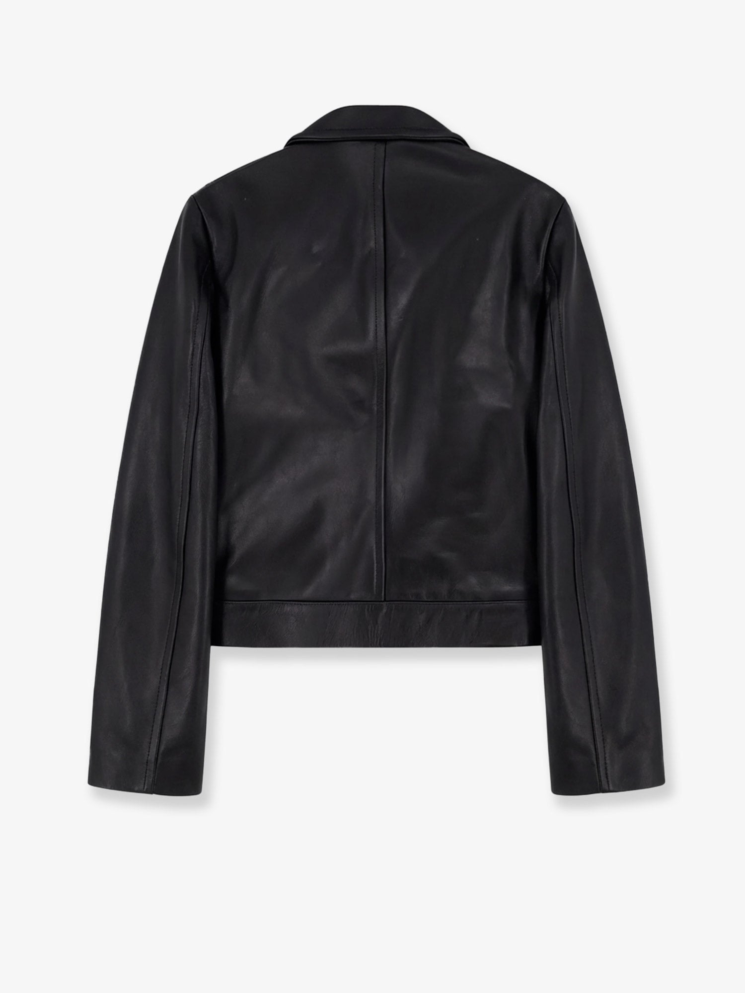 Sid biker leather jacket with metal details on the front - Image 2