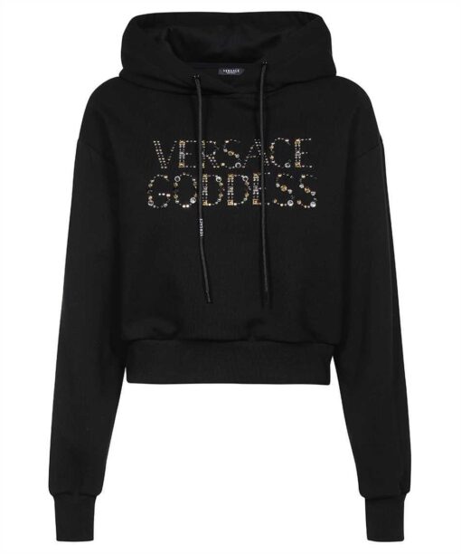 Versace GODDESS STUDDED CROP Hoodie
