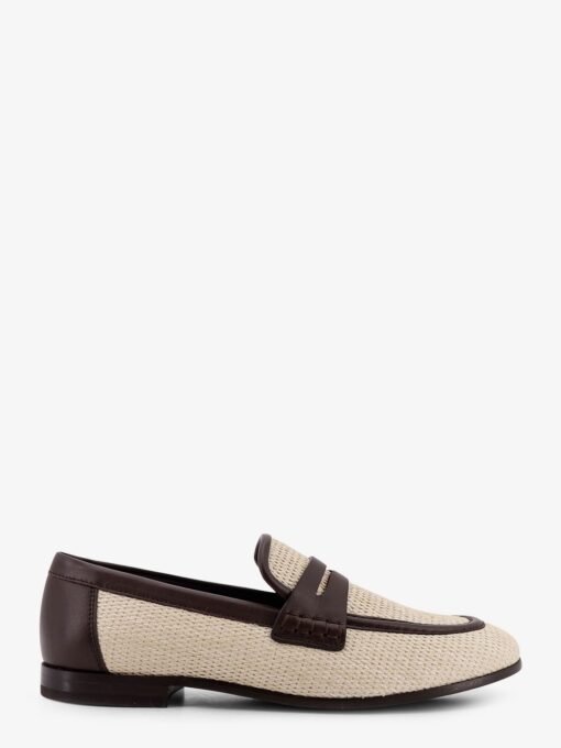 Raffia and leather loafers