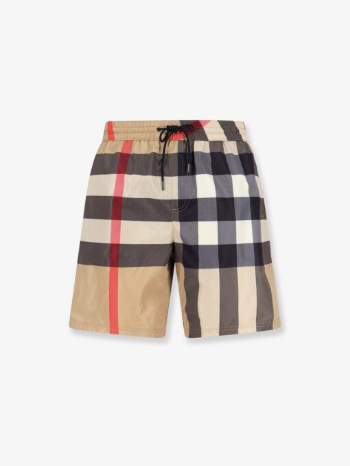 Nylon swim trunk with Check print